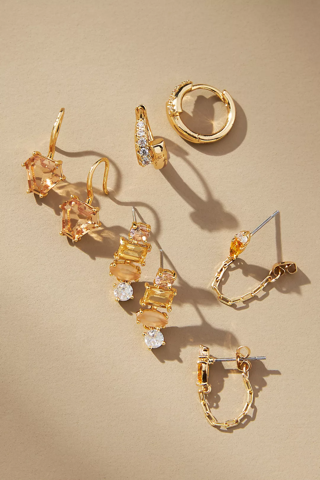 Birthstone Huggie Earrings, Set of 4