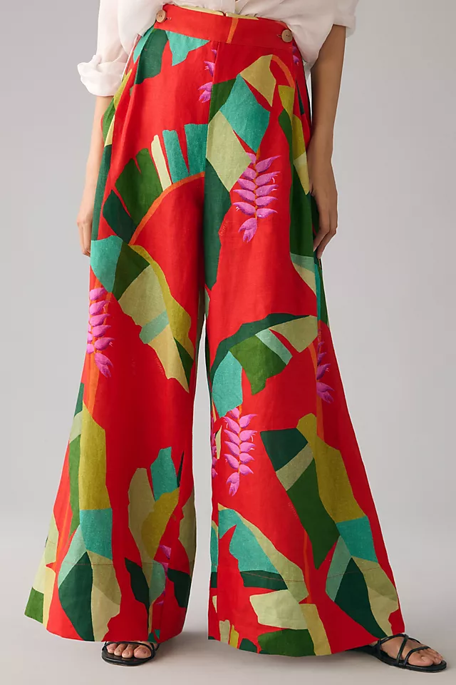 Farm Rio Heliconia Red Pants RED