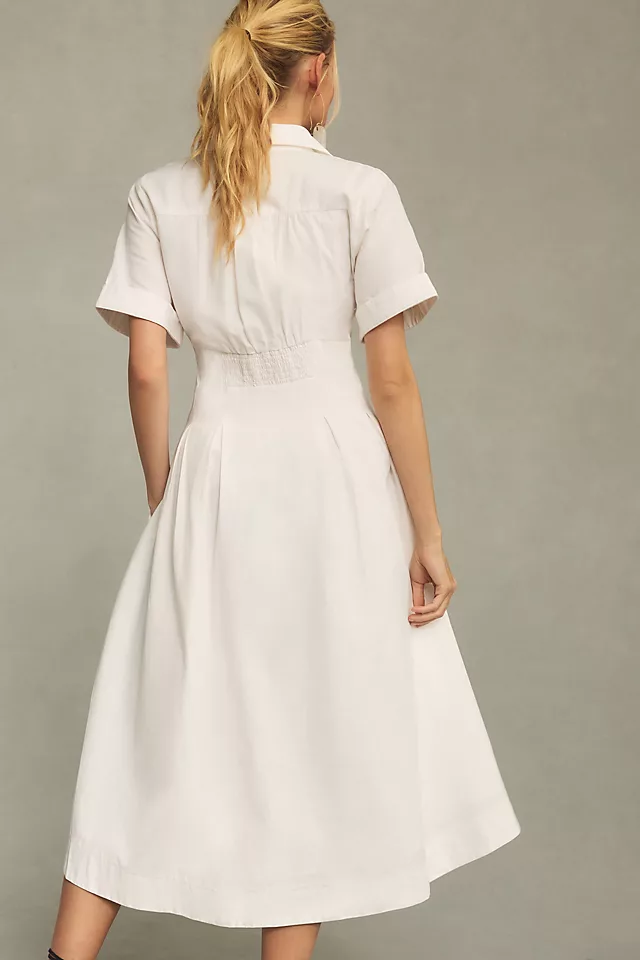 Aureta Studio x Anthropologie Pleated Shirt Dress WHITE