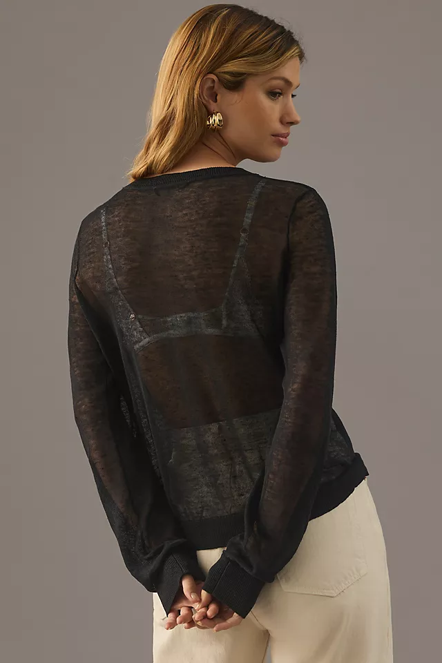 Maeve Sheer Cardigan Sweater BLACK