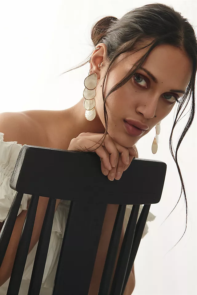 Shell Leaf Drop Earrings PEARL