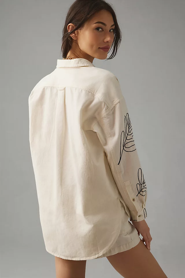 Pilcro Moonflower Buttondown Shirt WHITE