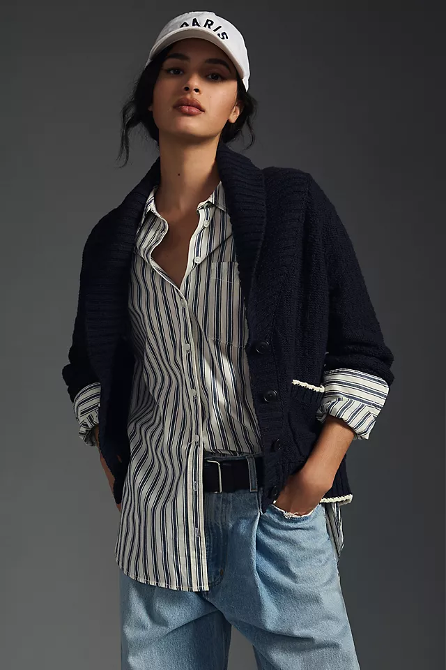 Maeve Seahorse Cardigan Sweater NAVY