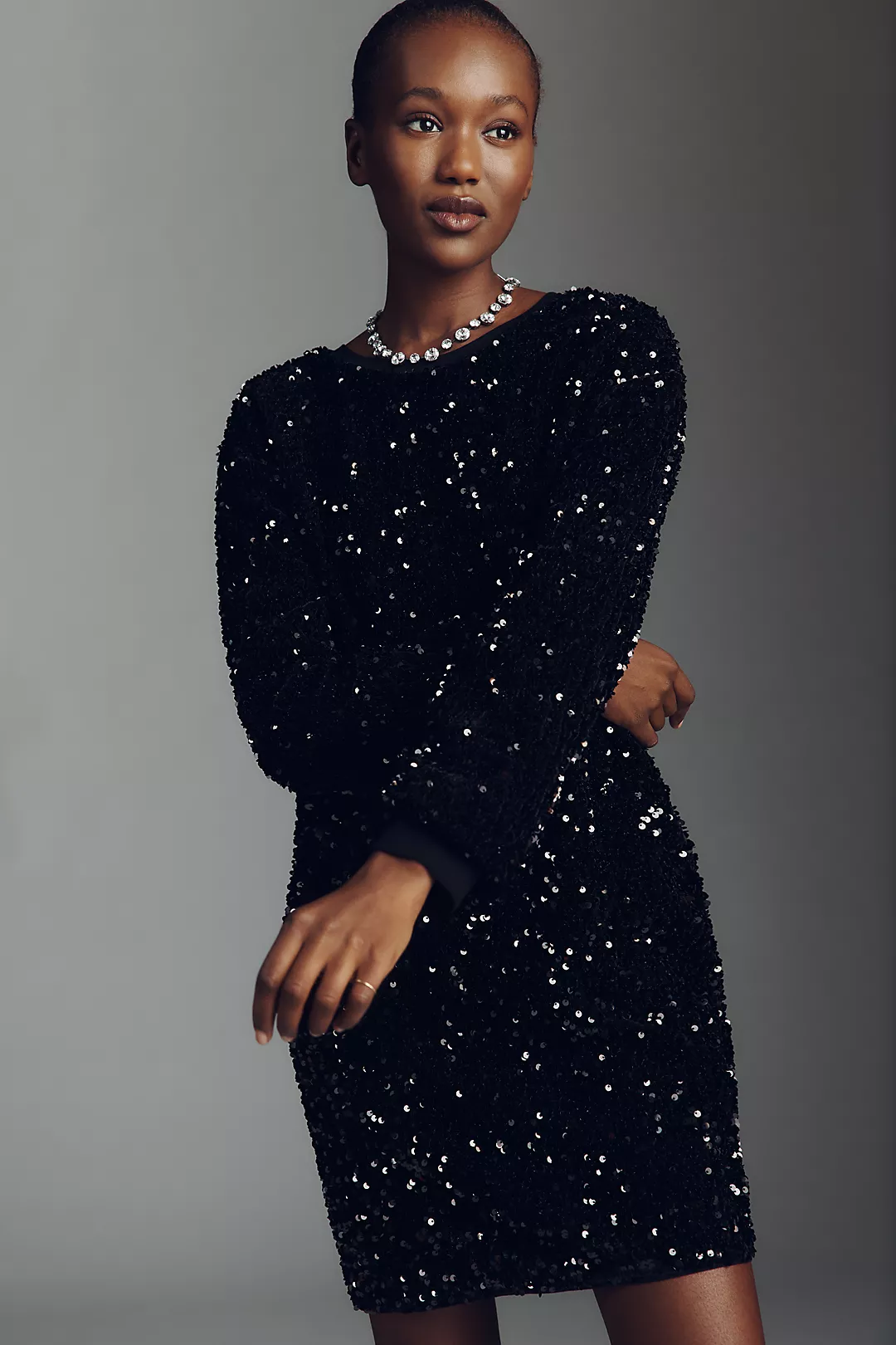 By Anthropologie Velvet Sequin Mini Dress