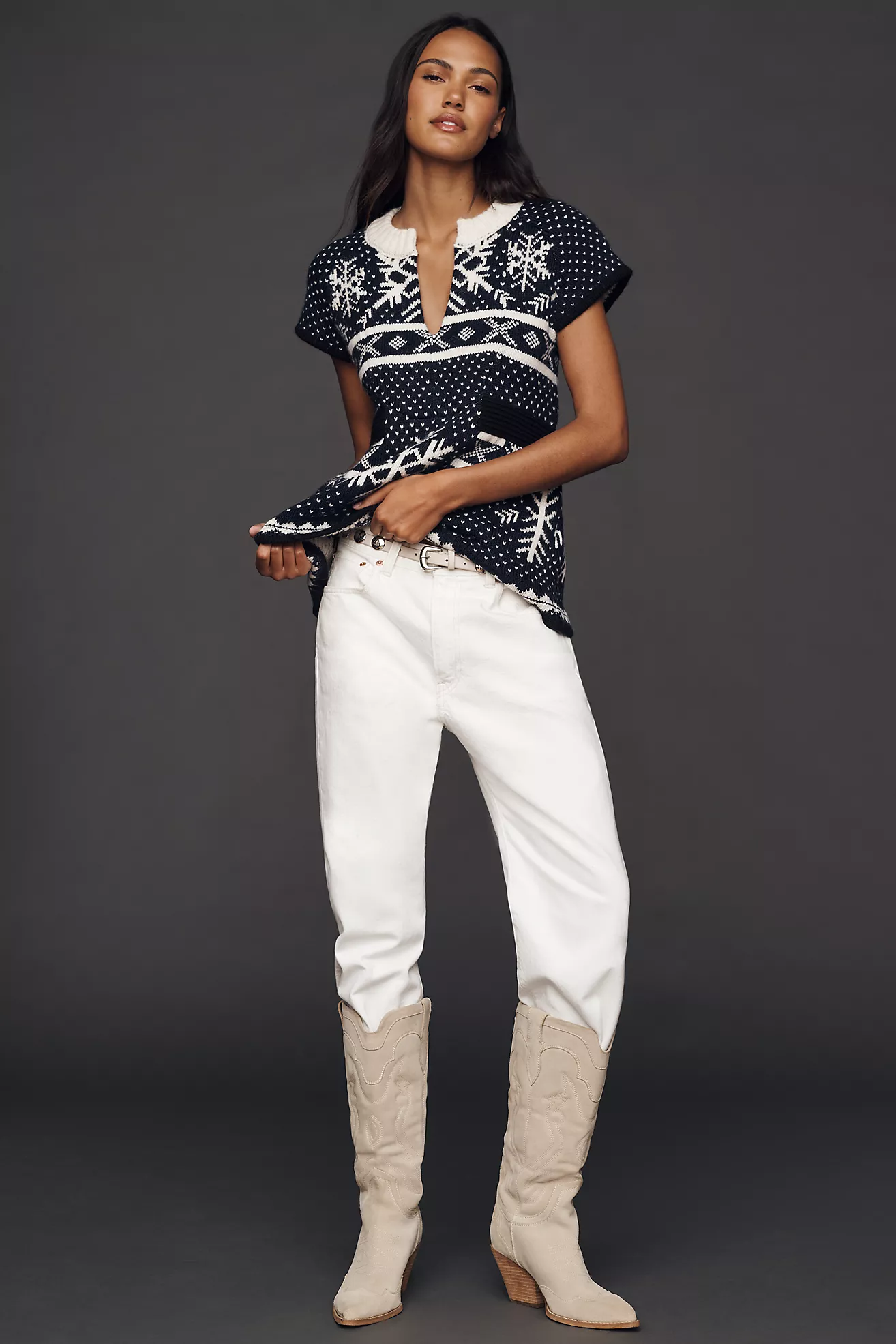 By Anthropologie Mock-Neck Short-Sleeve Peplum Sweater