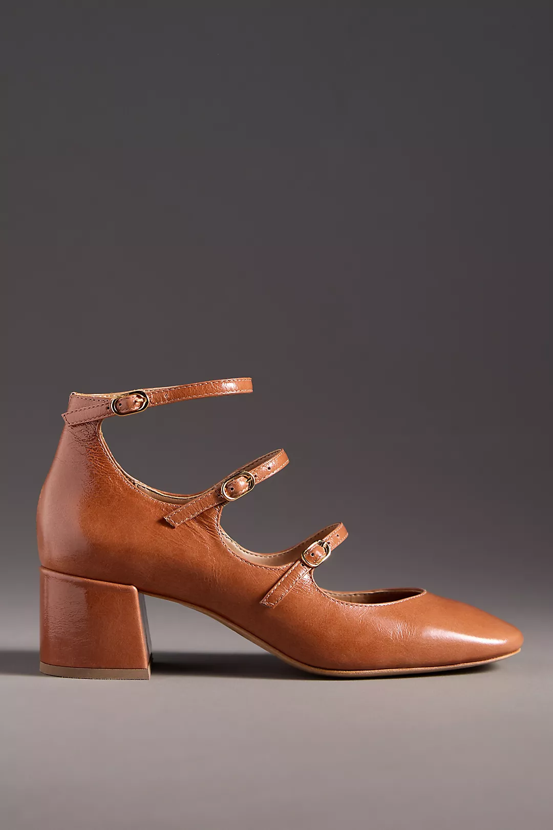 Maeve Triple-Strap Block-Heel Mary Janes