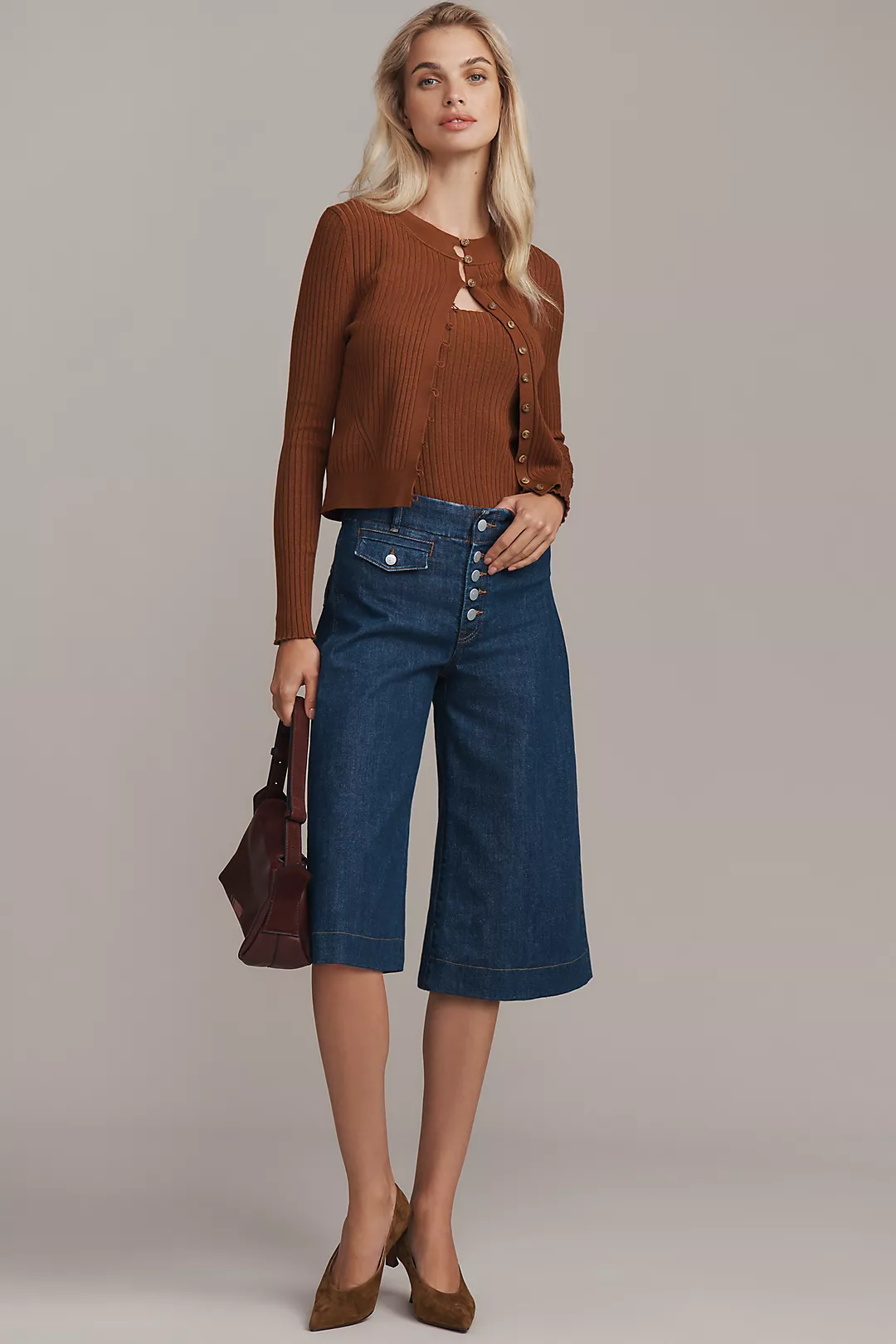 Pilcro High-Rise Wide-Leg Culotte Jeans