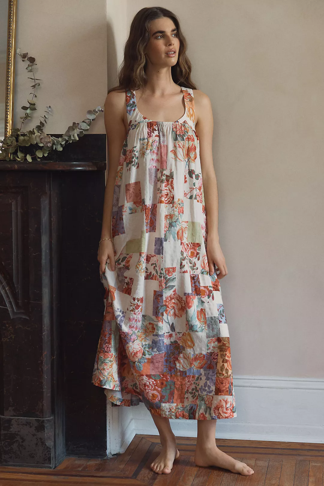 LyreBird Printed Tie-Back Midi Nap Dress