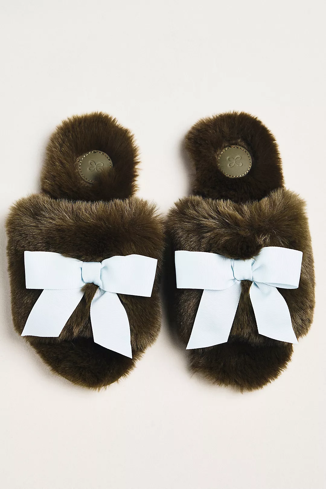 Maeve Faux-Fur Open-Toe Bow Slippers