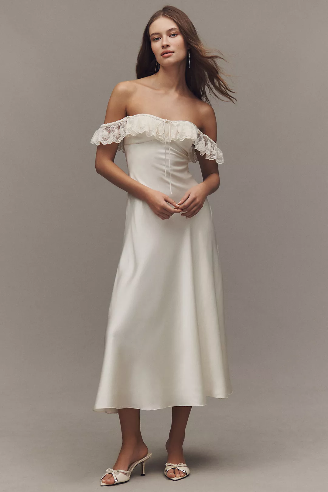 Mirror Palais Sonata Off-The-Shoulder Silk Midi Dress