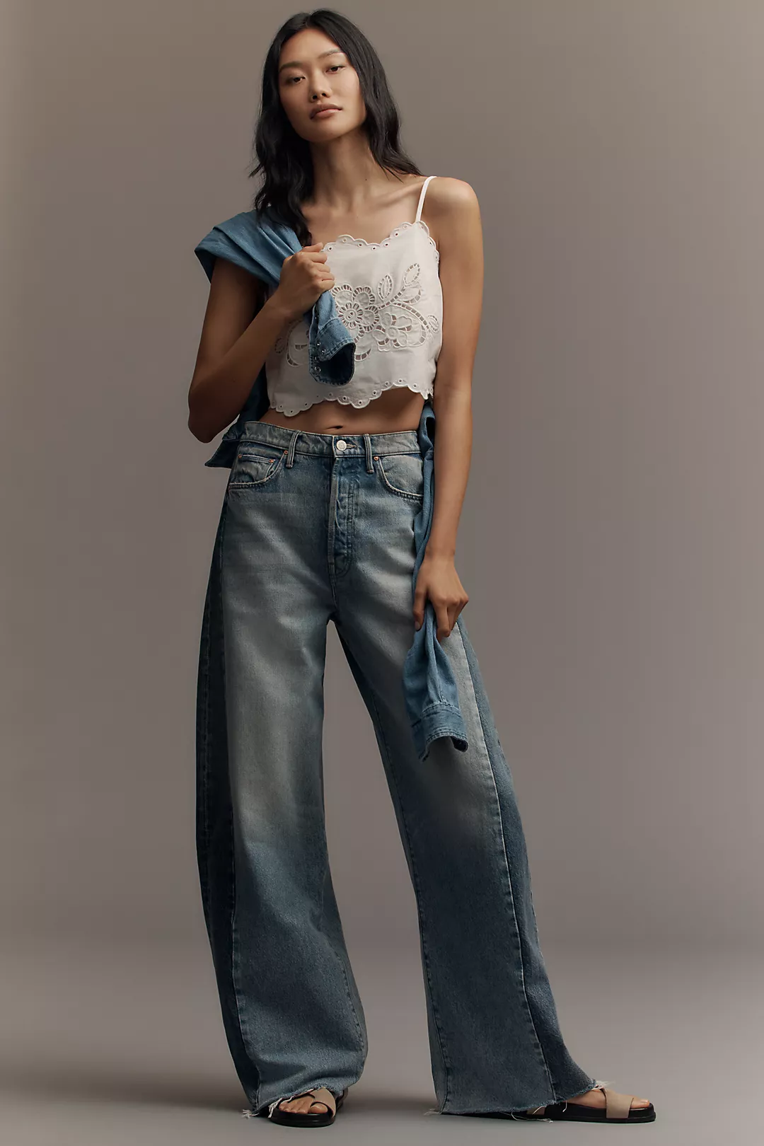 MOTHER The Pipe Dream Sneak High-Rise Fray Jeans