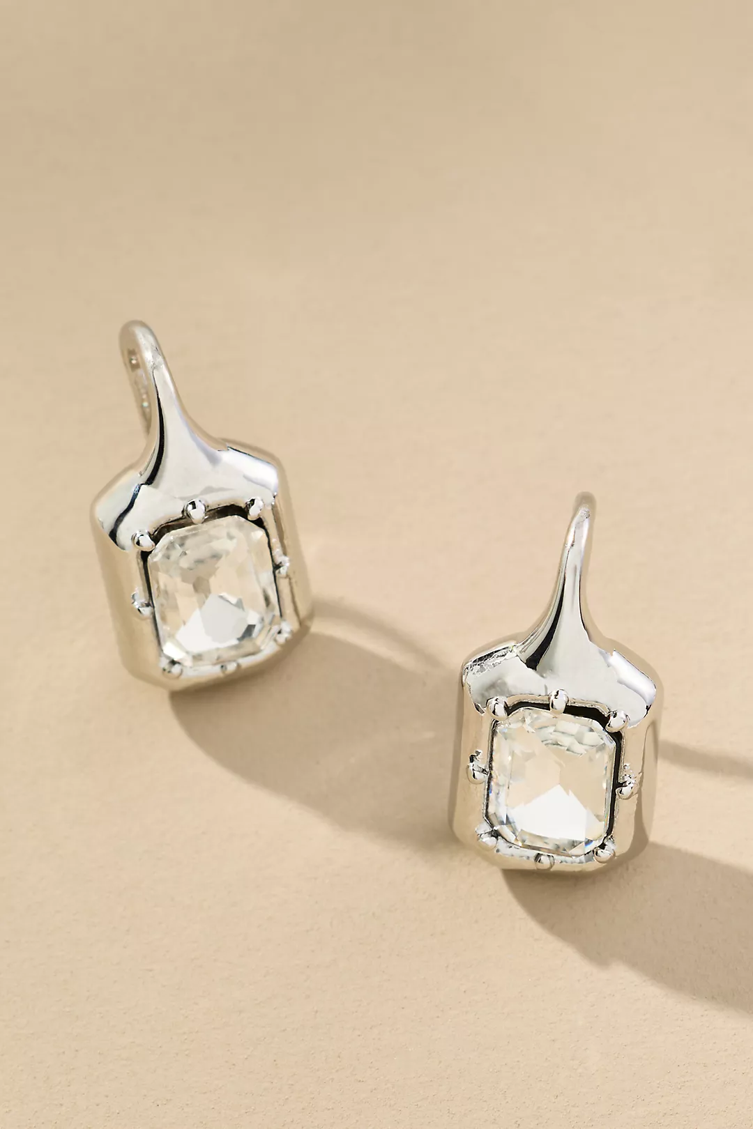 Beveled Square Crystal Earrings