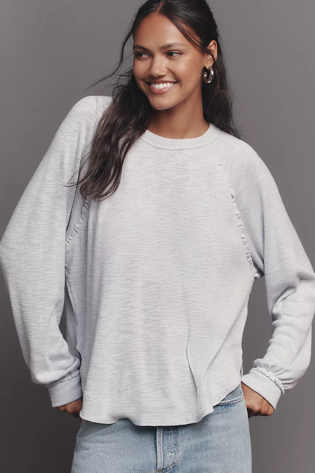 Pilcro Ruffled Raglan Thermal Top