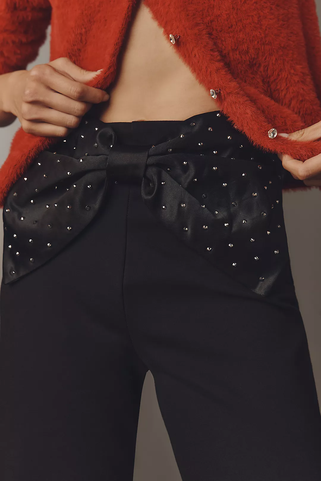 The Colette Crop Bow-Waist Sparkle Pants by Maeve