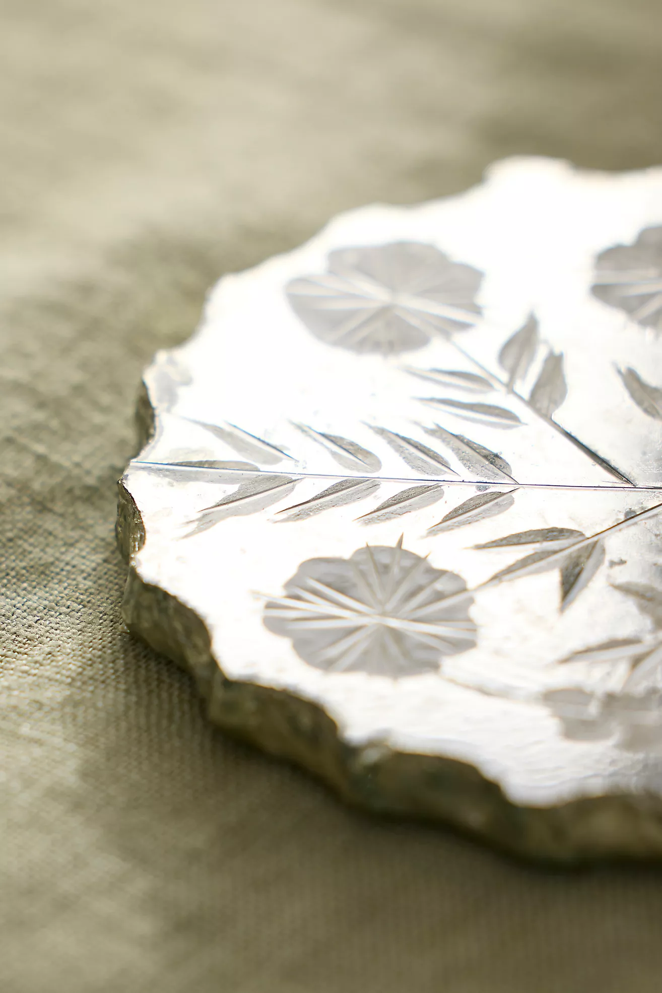 Etched Floral Mirror Coasters, Set of 4