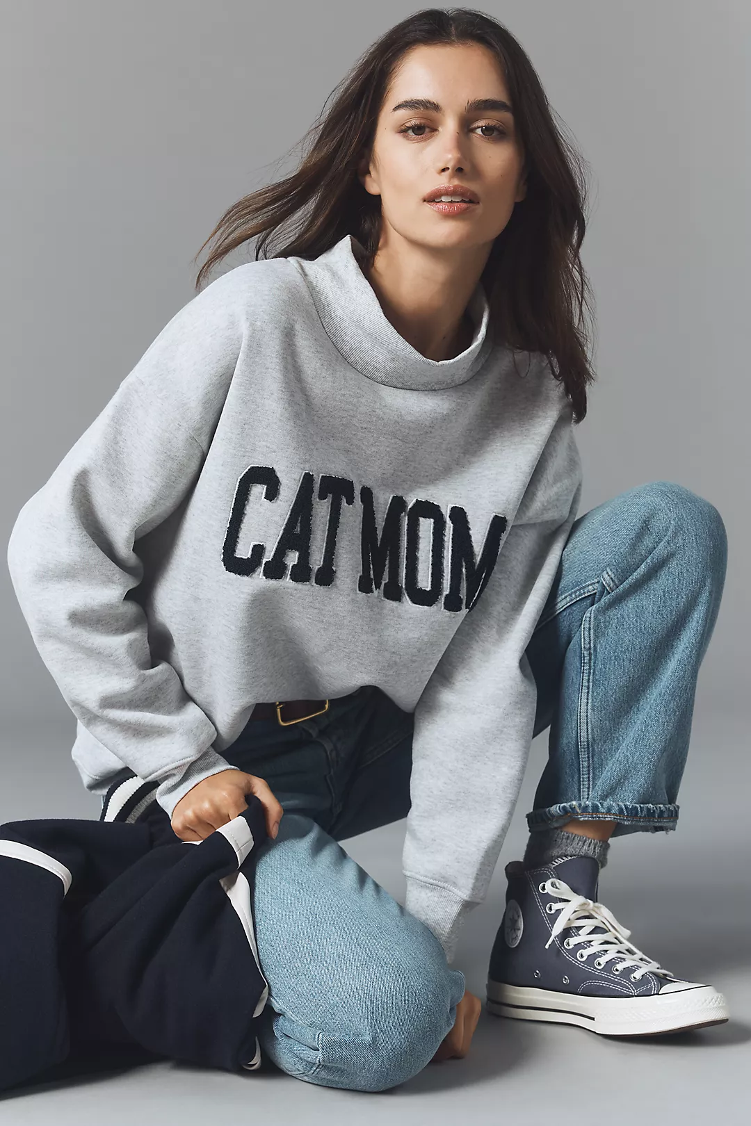 By Anthropologie Mock-Neck Pet Mom Sweatshirt