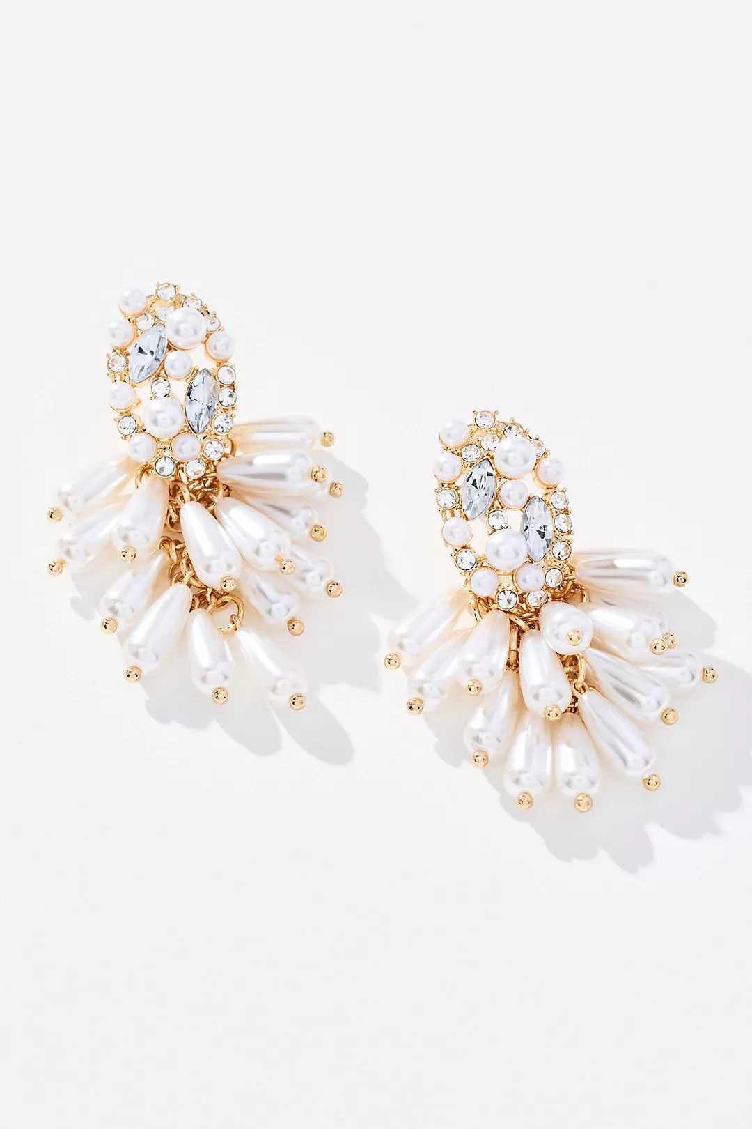 Pearl Cluster Crystal Drop Earrings