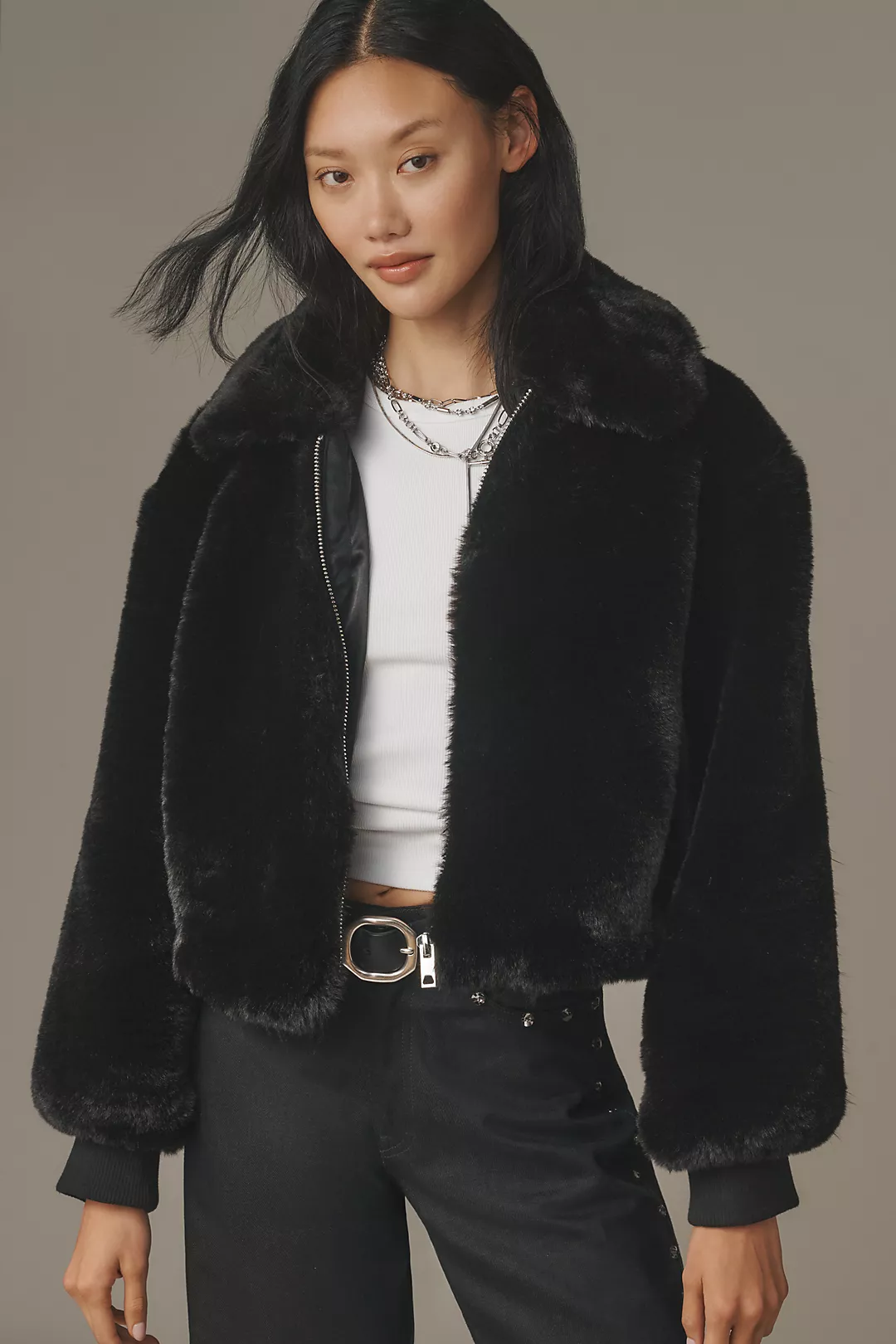 Maeve Crop Faux-Fur Coat