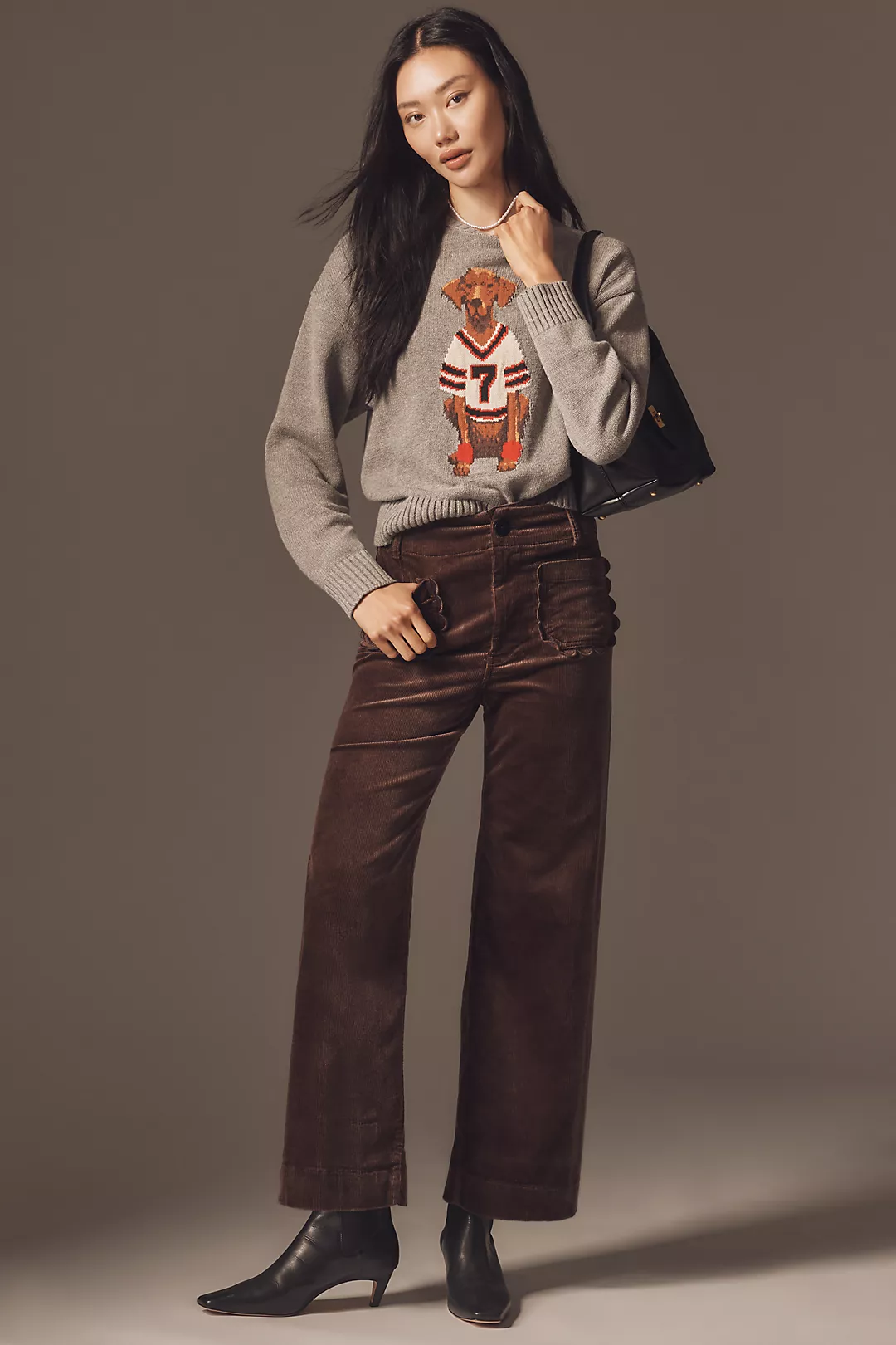 The Colette Scallop Pocket Corduroy Crop Wide-Leg Pants by Maeve