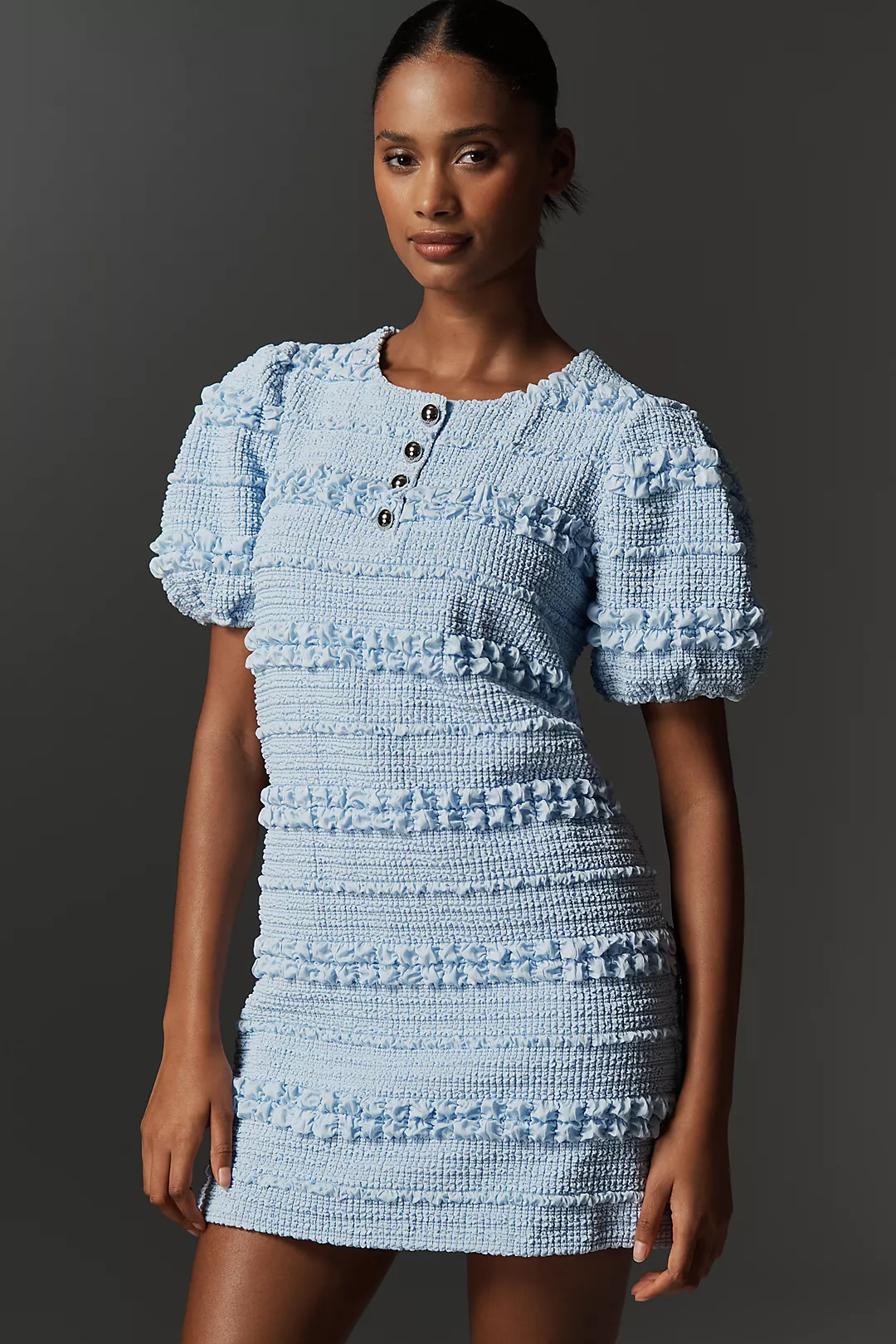 English Factory Short-Sleeve Smocked Mini Dress