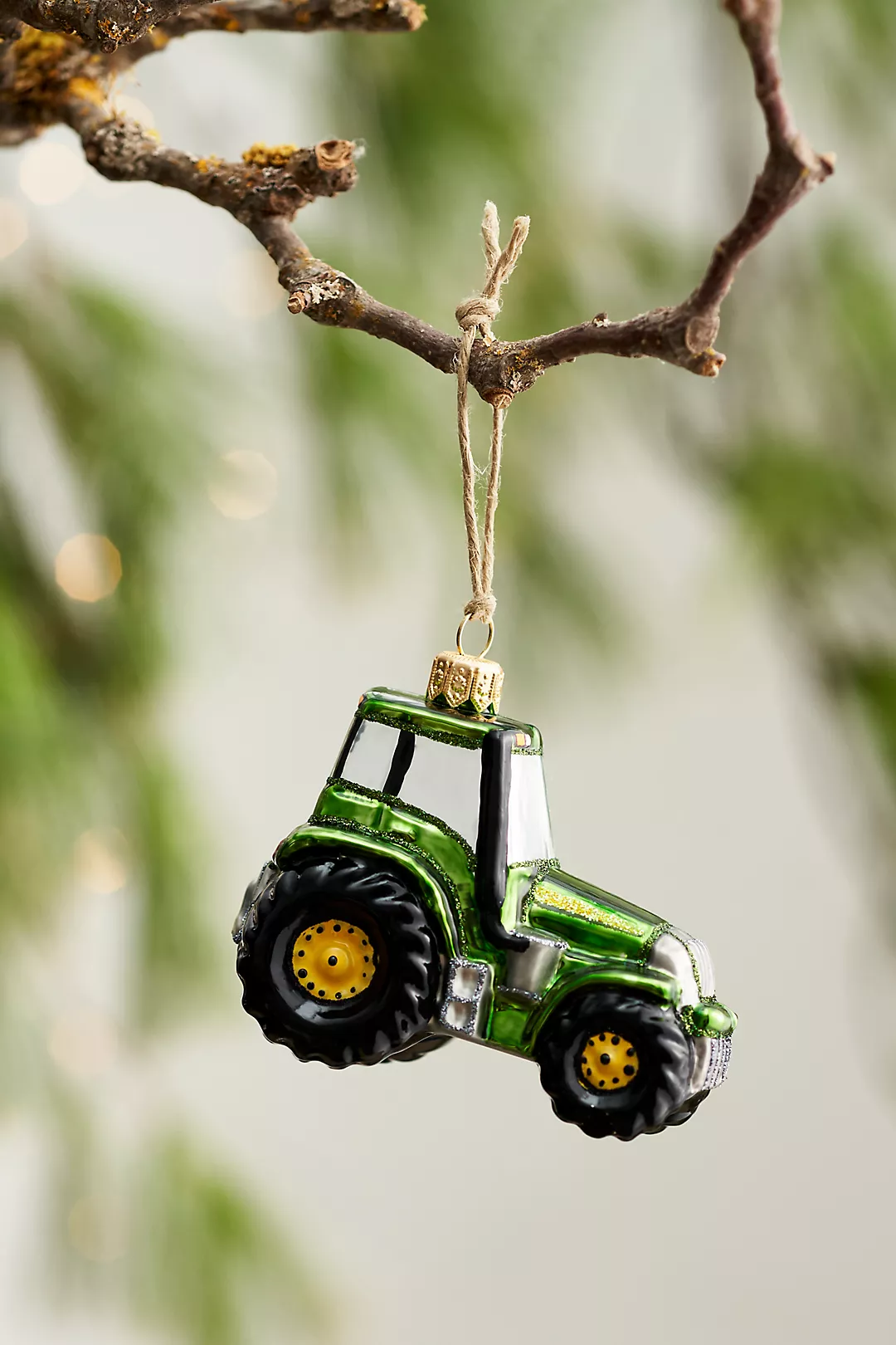 Tractor Glass Ornament