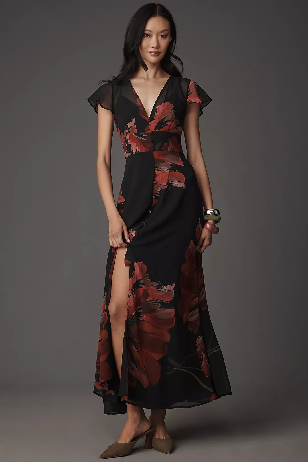 Hutch Nia Short-Sleeve V-Neck Maxi Dress