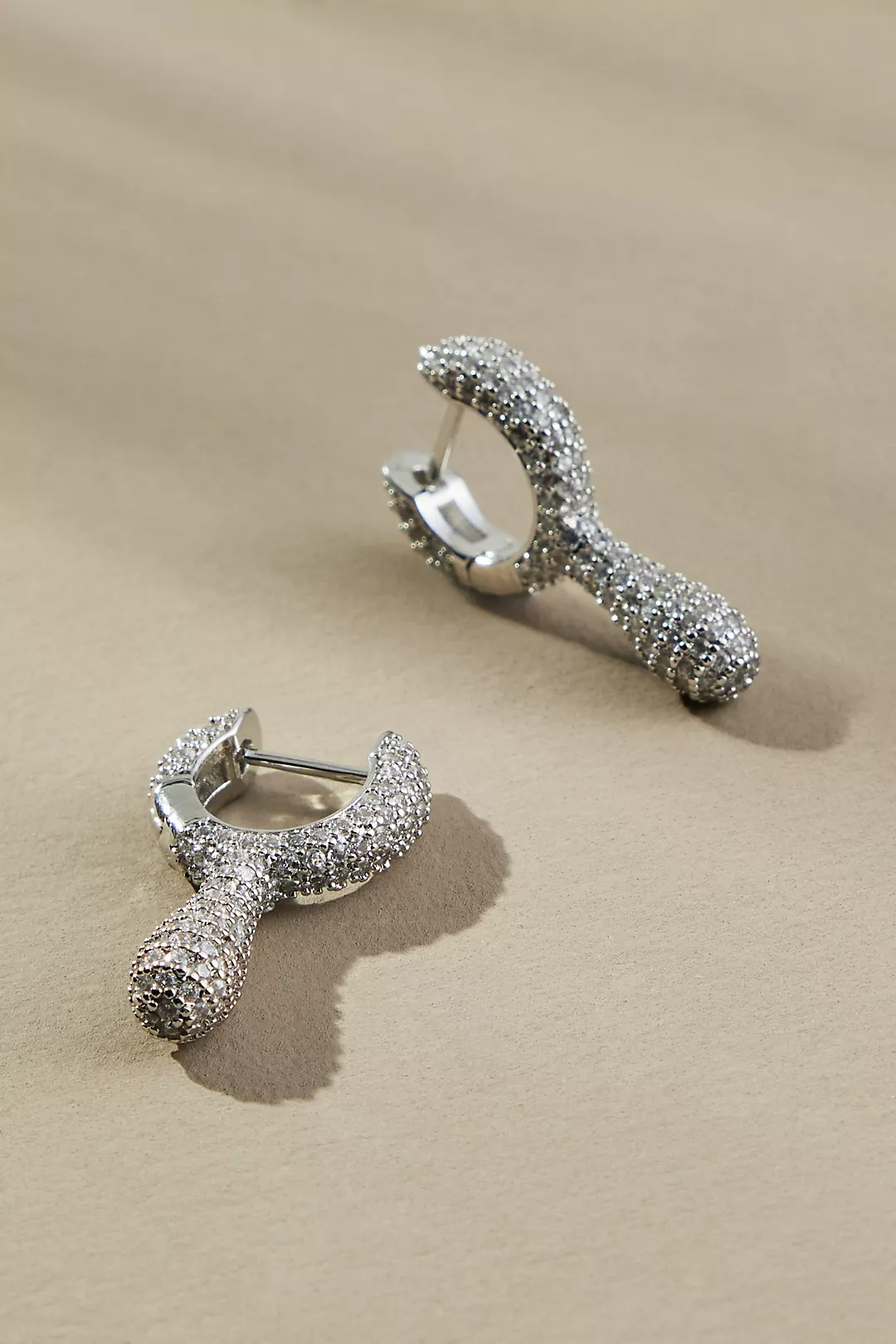 By Anthropologie Drippy Crystal Huggie Hoop Earrings