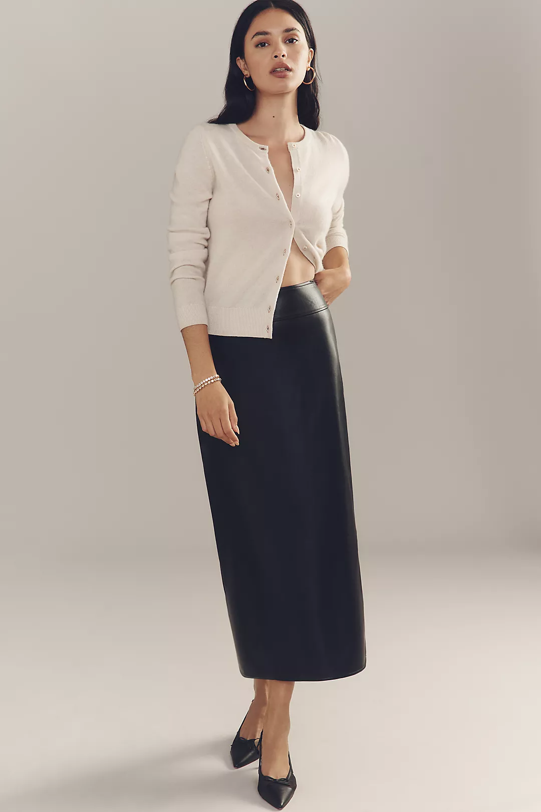 Maeve Faux-Leather Pencil Maxi Skirt