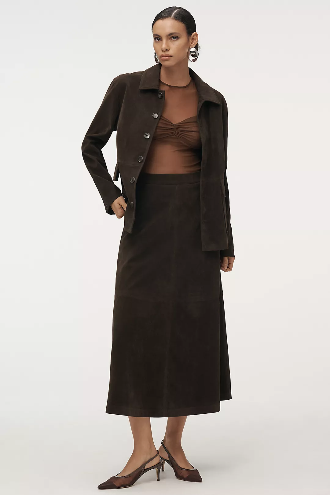 Joe's Jeans Tavi Faux-Suede Midi Skirt