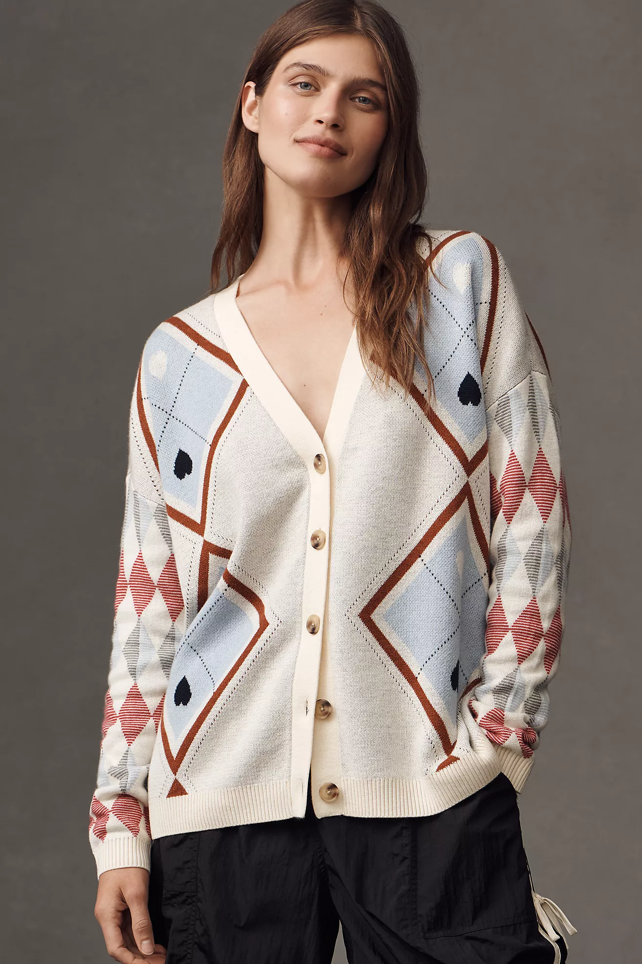 Maeve Argyle Hardware Cardigan Sweater