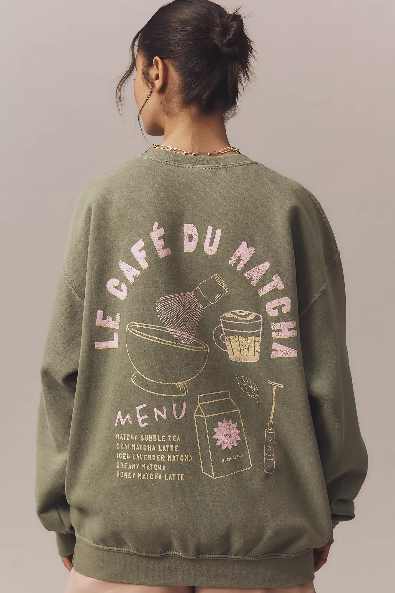 By Anthropologie Le Café du Matcha Graphic Sweatshirt