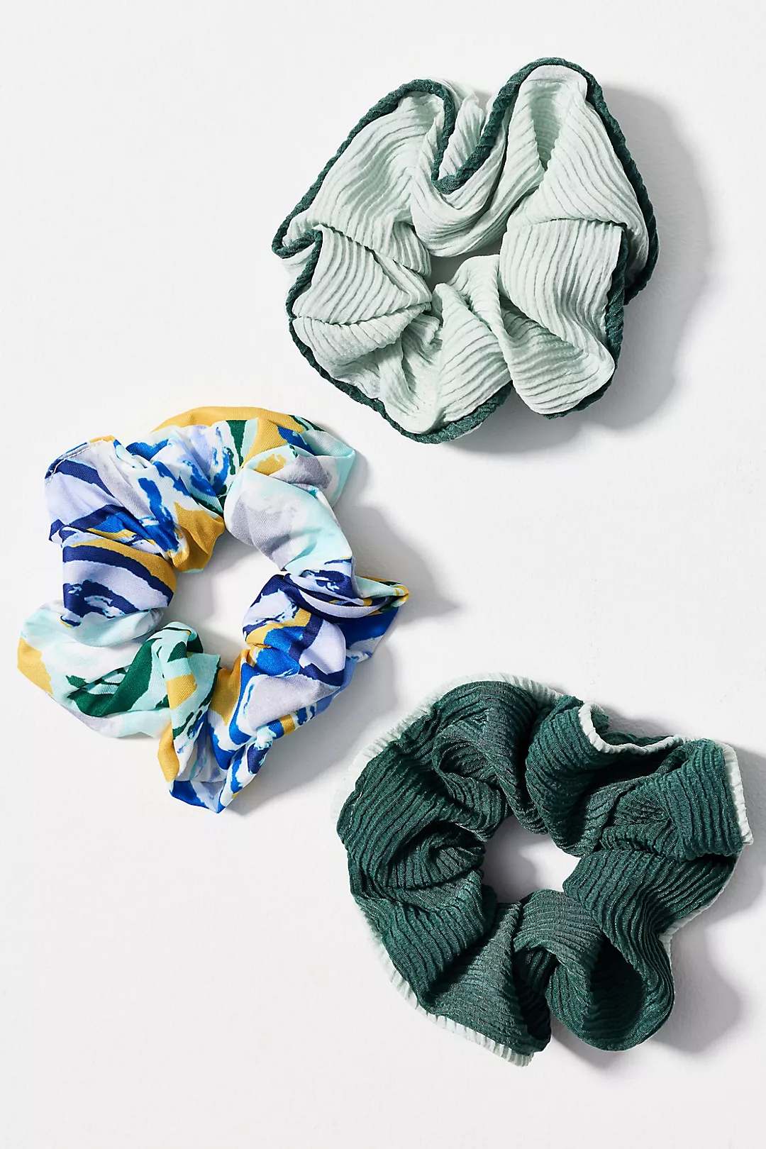 Colorblock Pattern Scrunchies, Set of 3