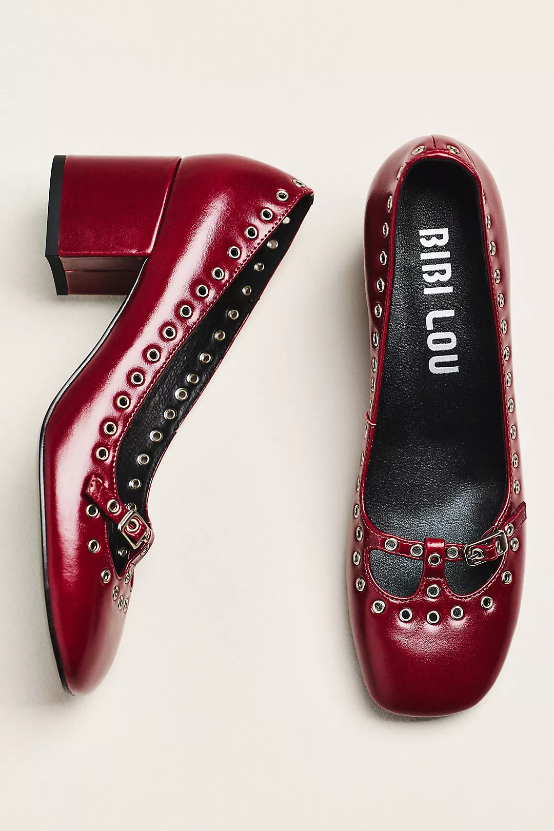 Bibi Lou Grommet Mary Jane Block Heels