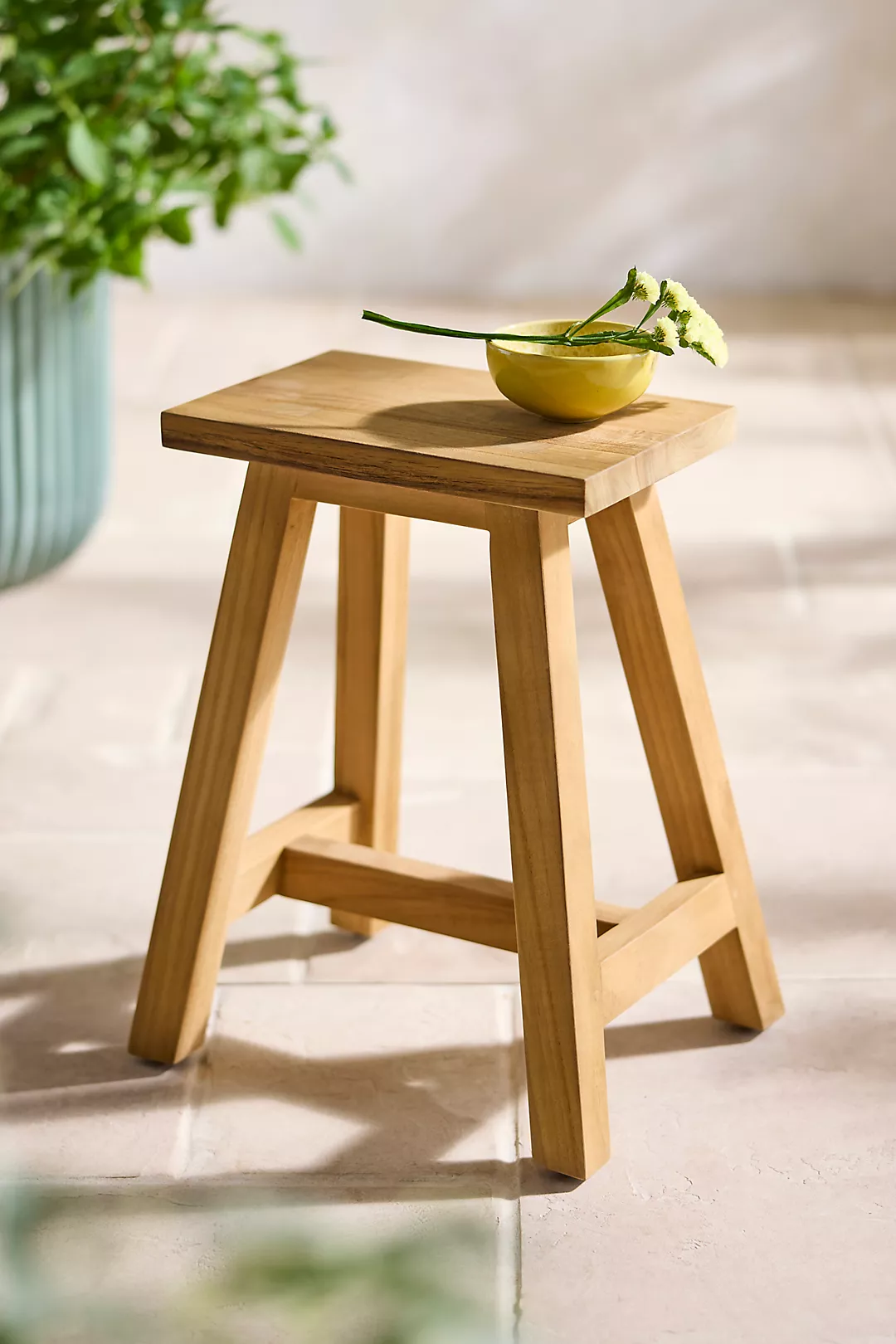 Trestle Teak Stool