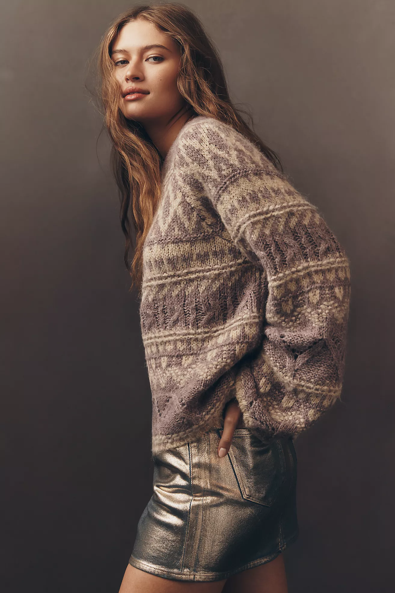 Sanctuary Crew-Neck Oversized Fairisle Sweater