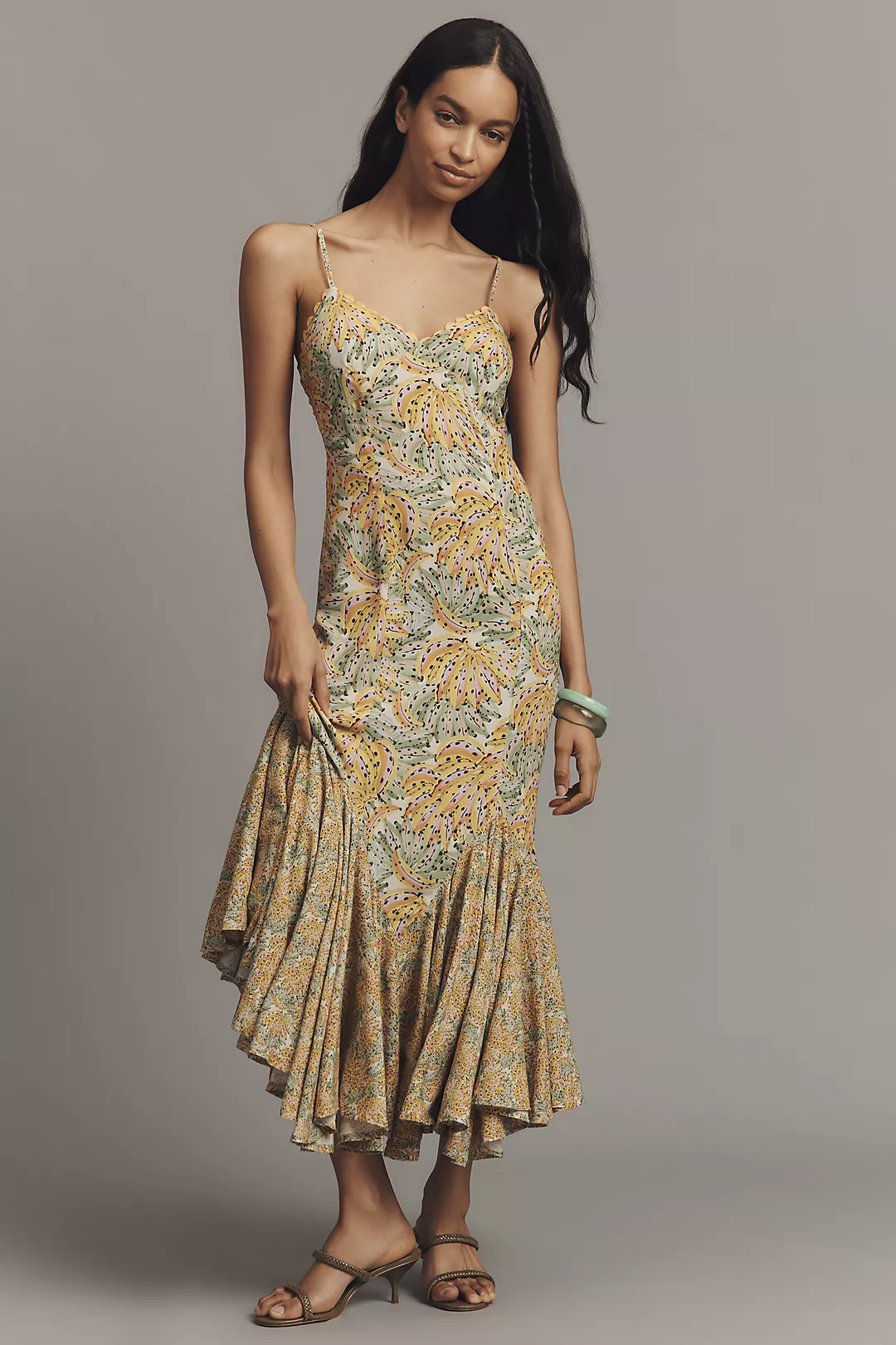 Conditions Apply Ellianna Ruffled Slip Maxi Dress