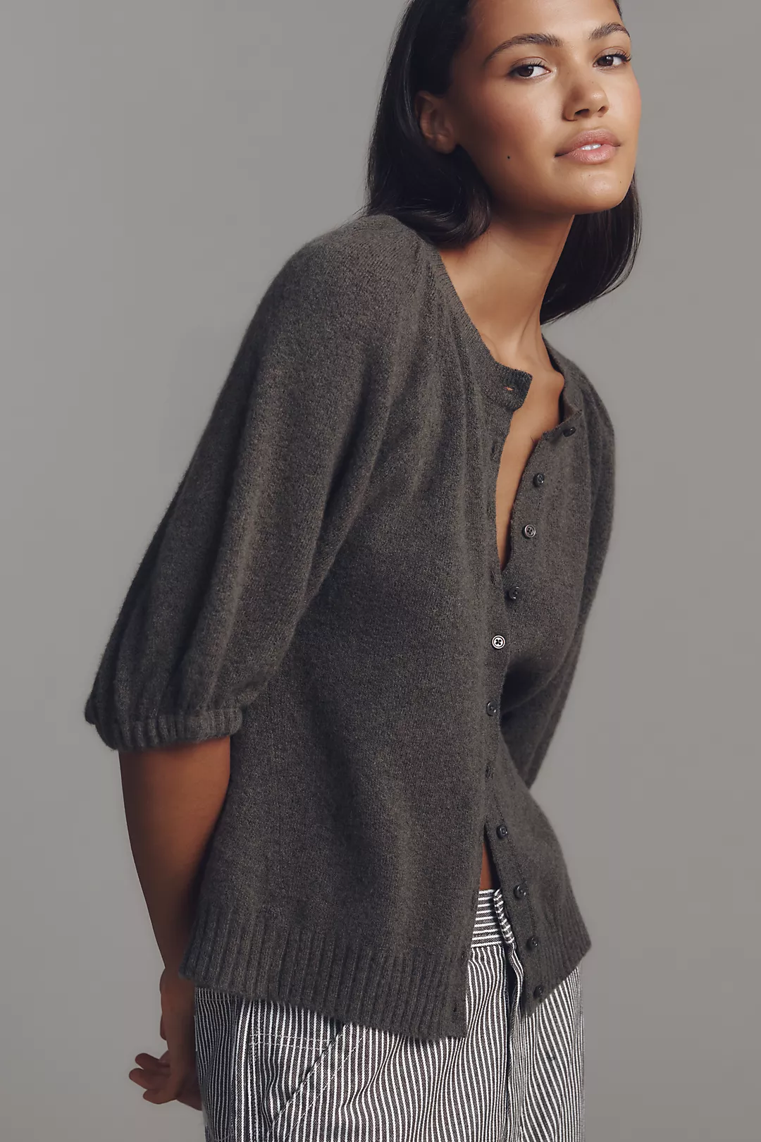 By Anthropologie Puff-Sleeve Cardigan Sweater