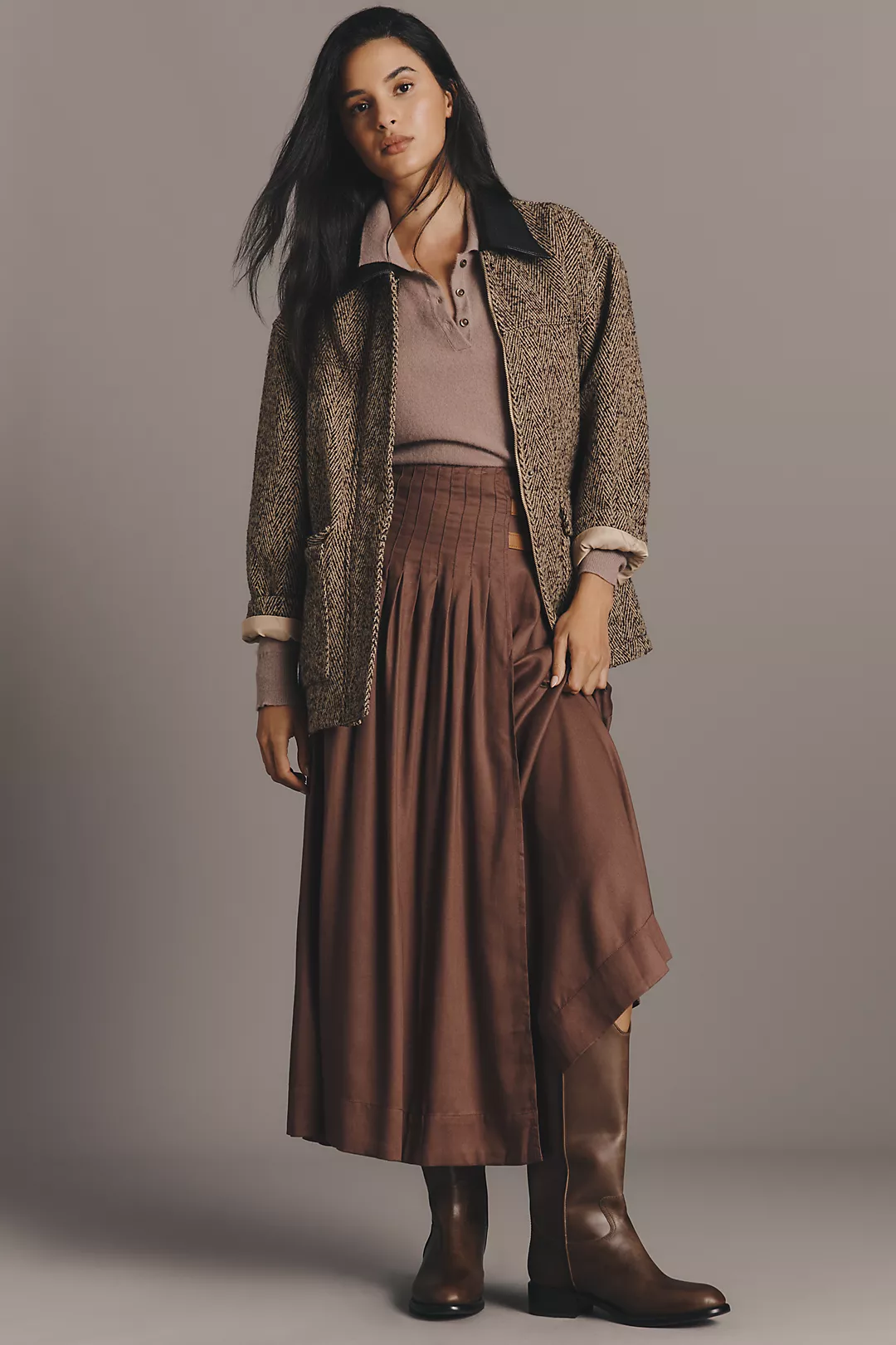 By Anthropologie Asymmetric Pleated Surplus Maxi Skirt