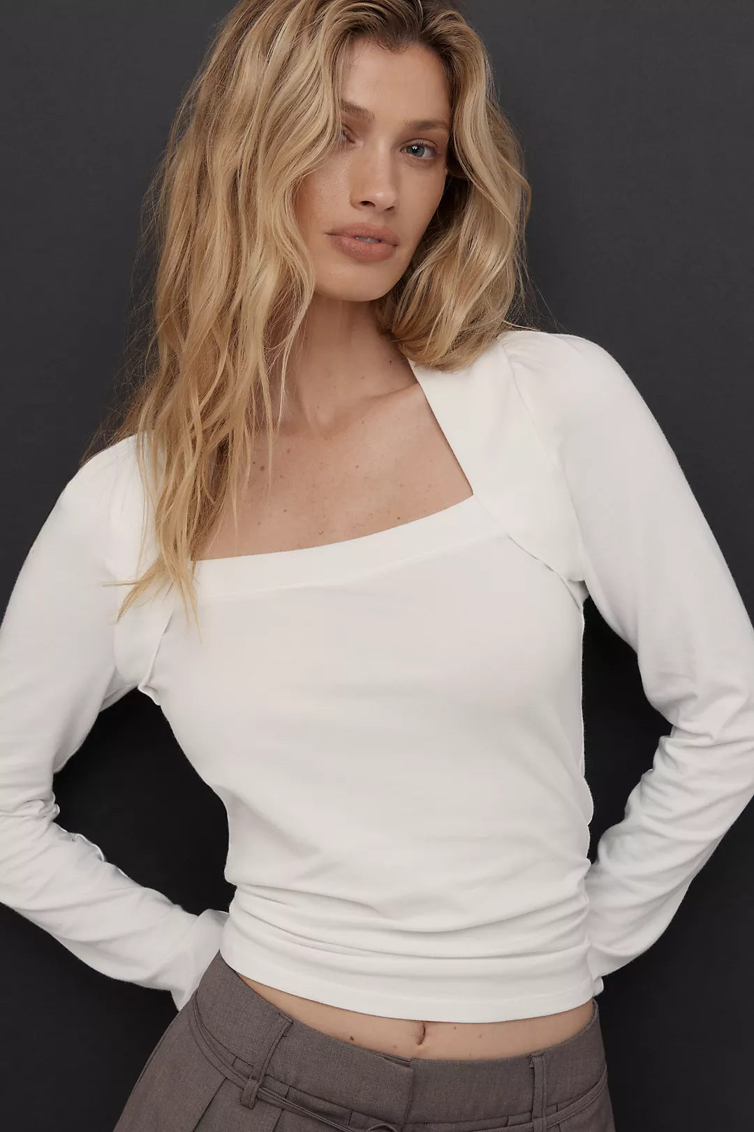 Maeve Long-Sleeve Shrug Top