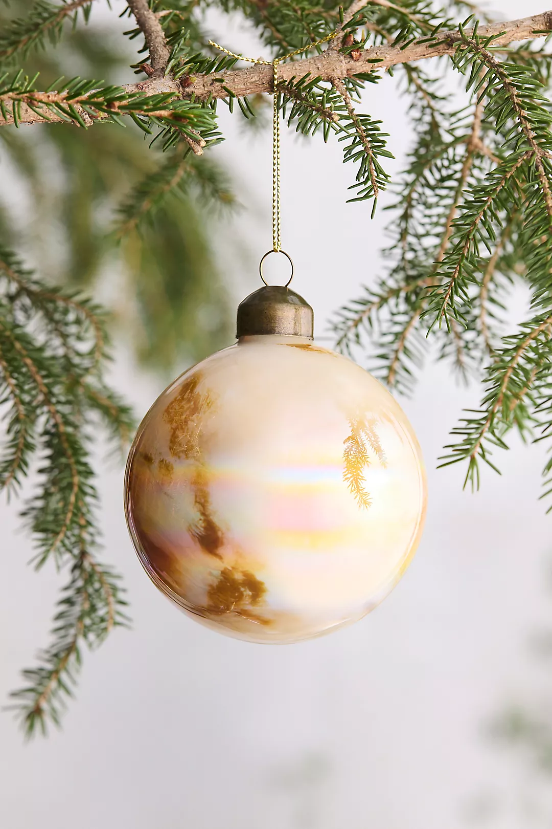 Marbled Gold Glass Globe Ornament