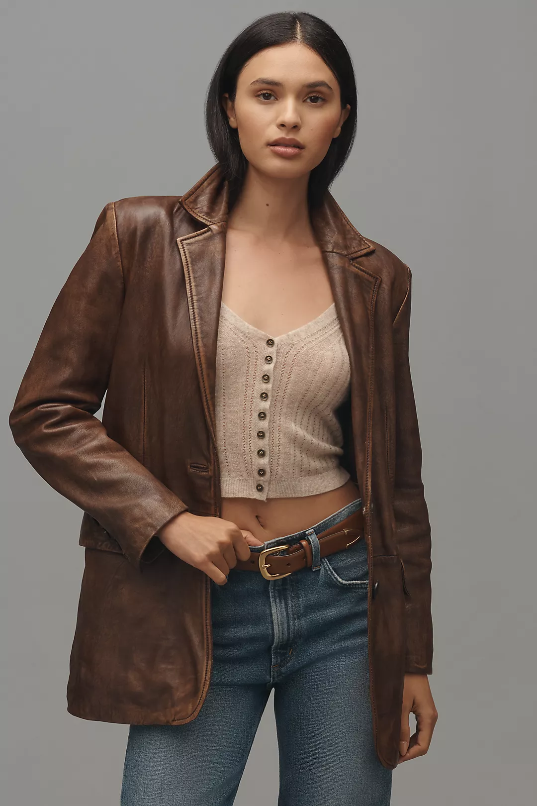 Avec Les Filles Oversized Leather Blazer