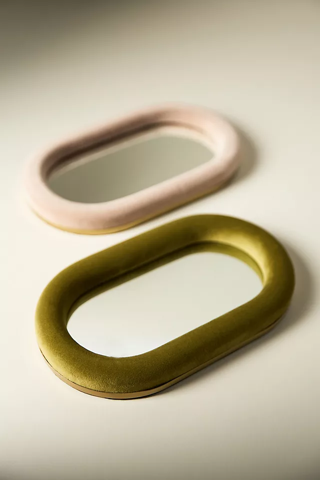 Raquel Velvet Oval Mirror Decorative Tray