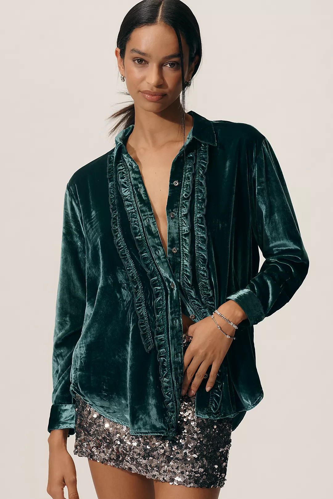 Pilcro Oversized Tuxedo Buttondown Shirt