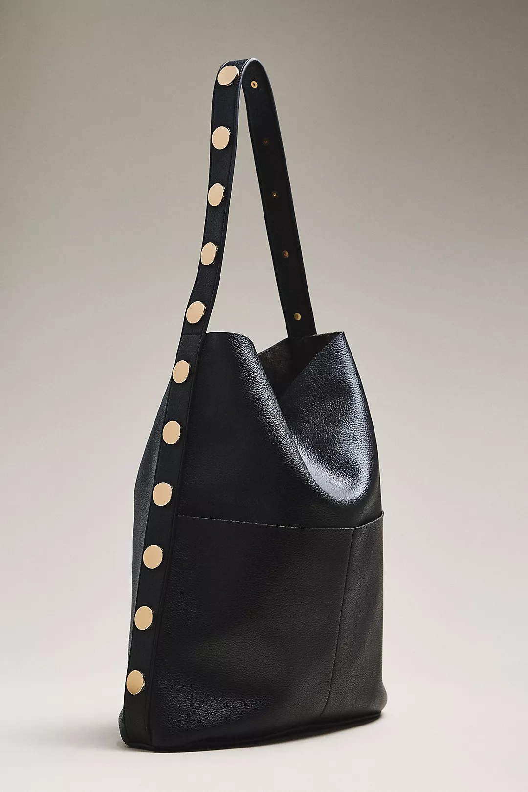 Studded Vegan-Leather North-South Tote Bag