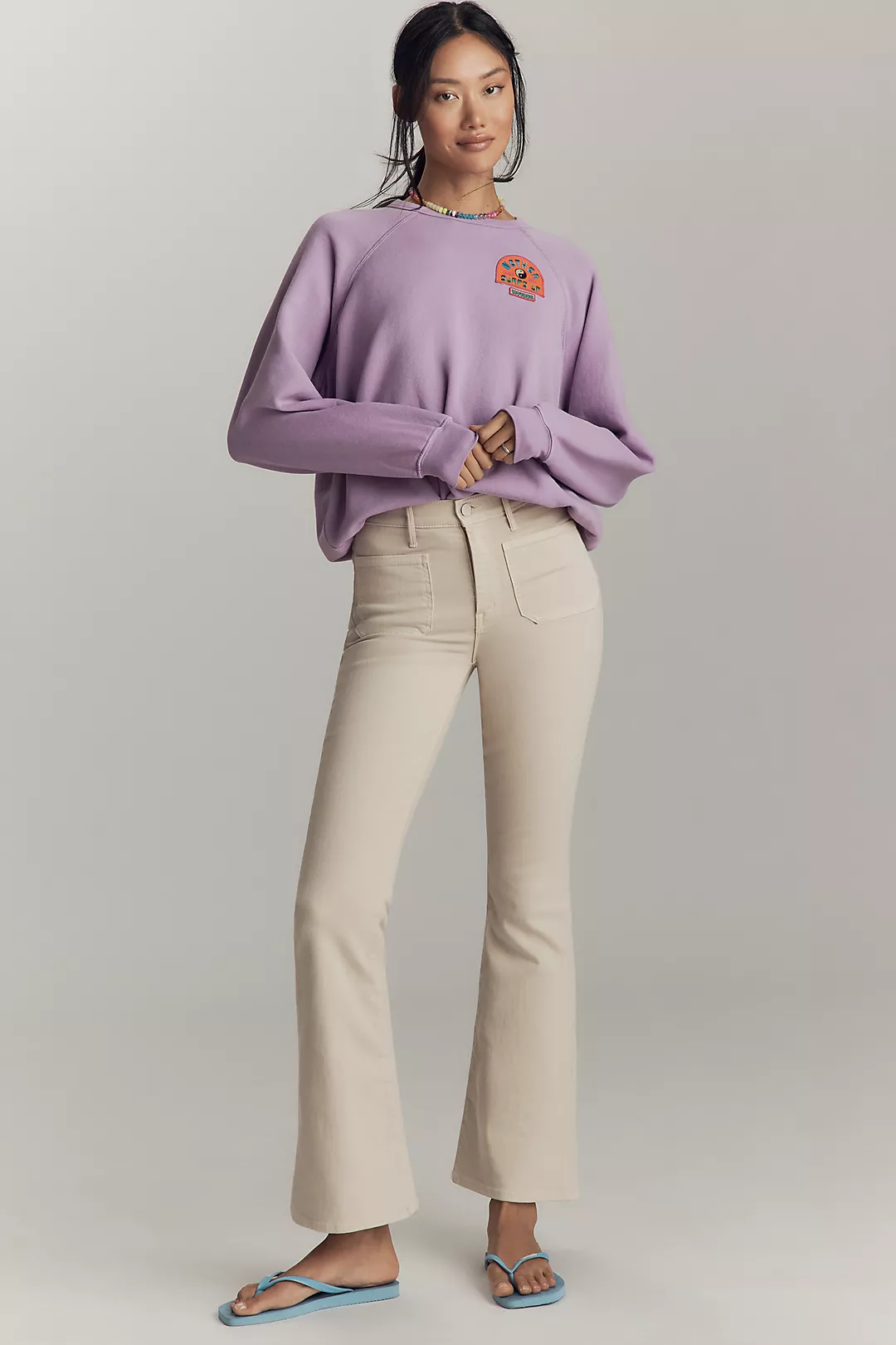 MOTHER The Patch Pocket Weekender High-Rise Flare Jeans