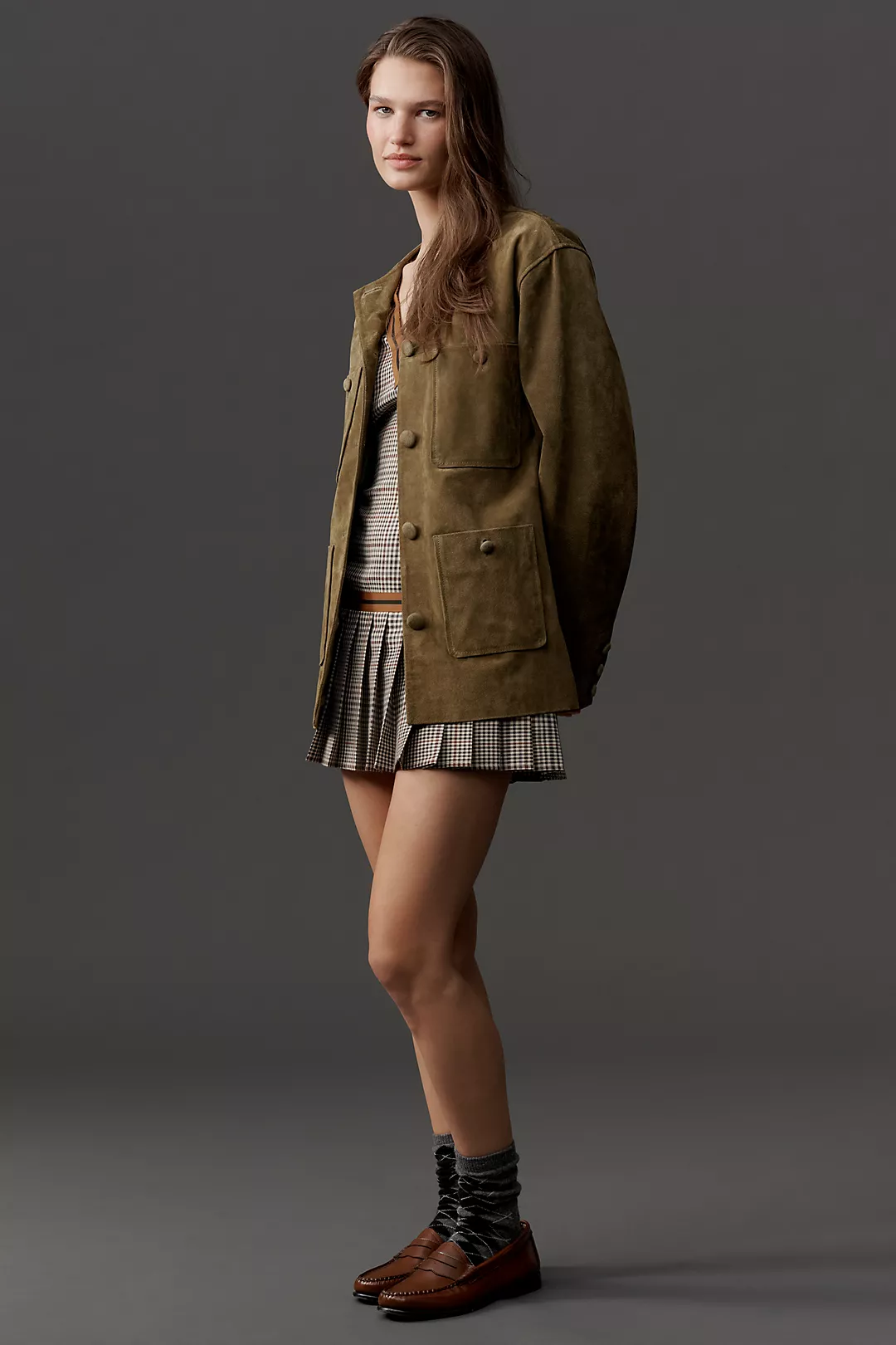 BLANKNYC Real Suede Collarless Jacket