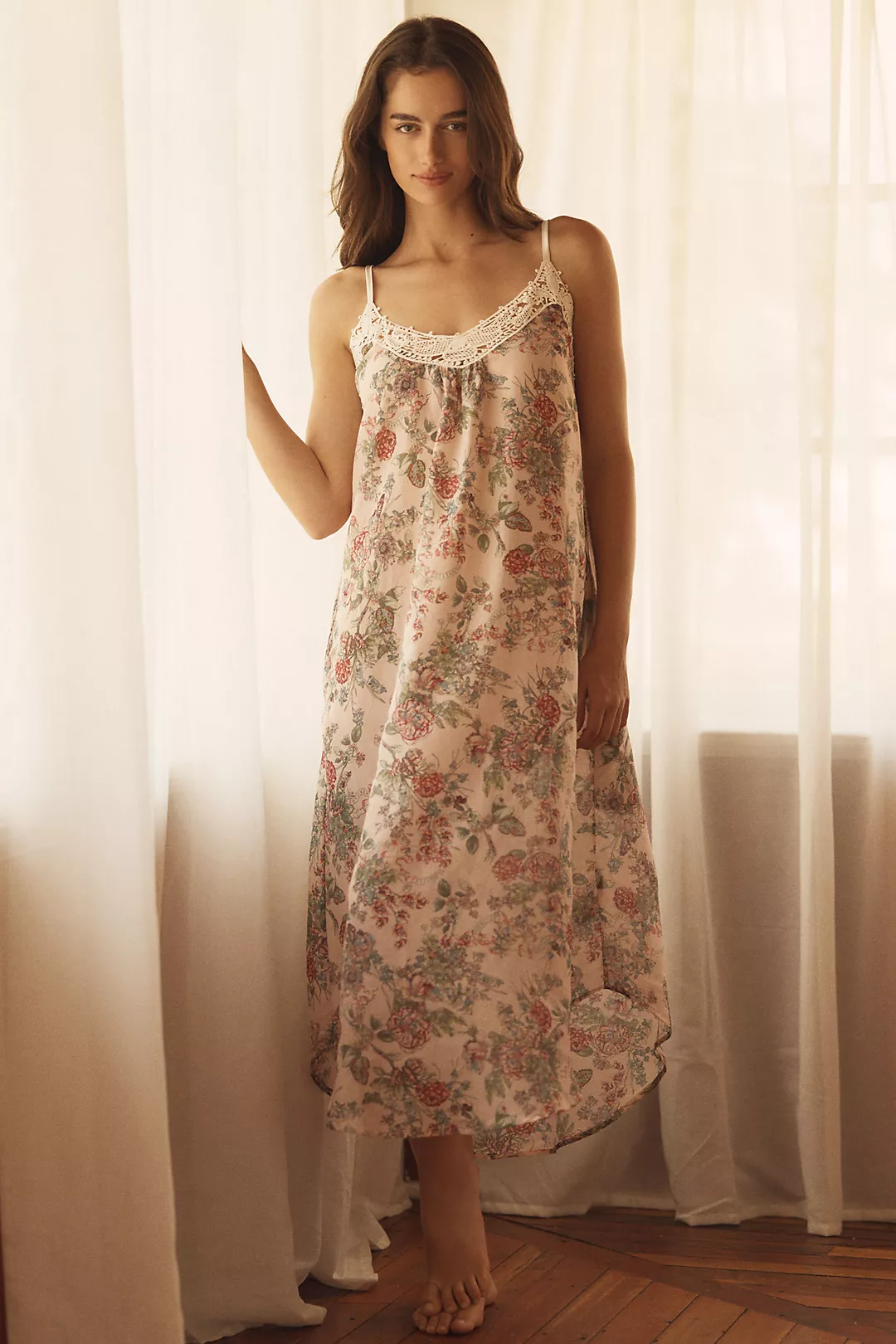 Papinelle Layla Silk Blend Lace Front Maxi Nightie