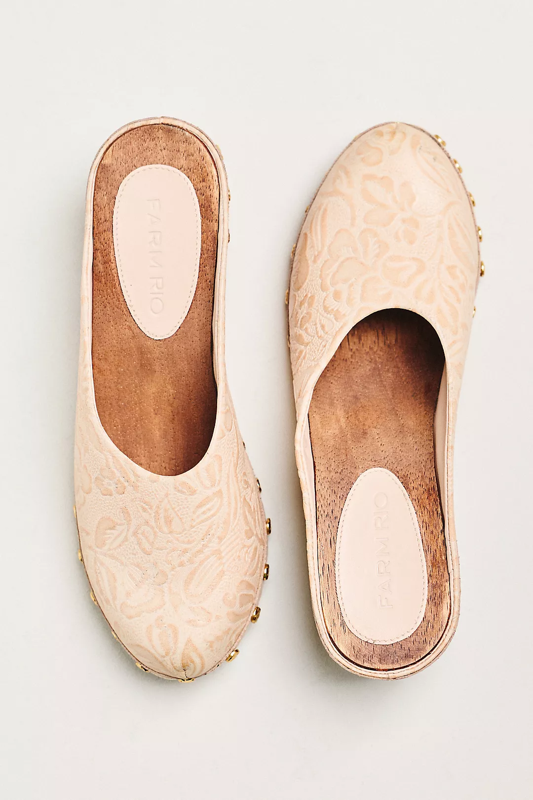 Farm Rio Embossed Wood-Bottom Clogs