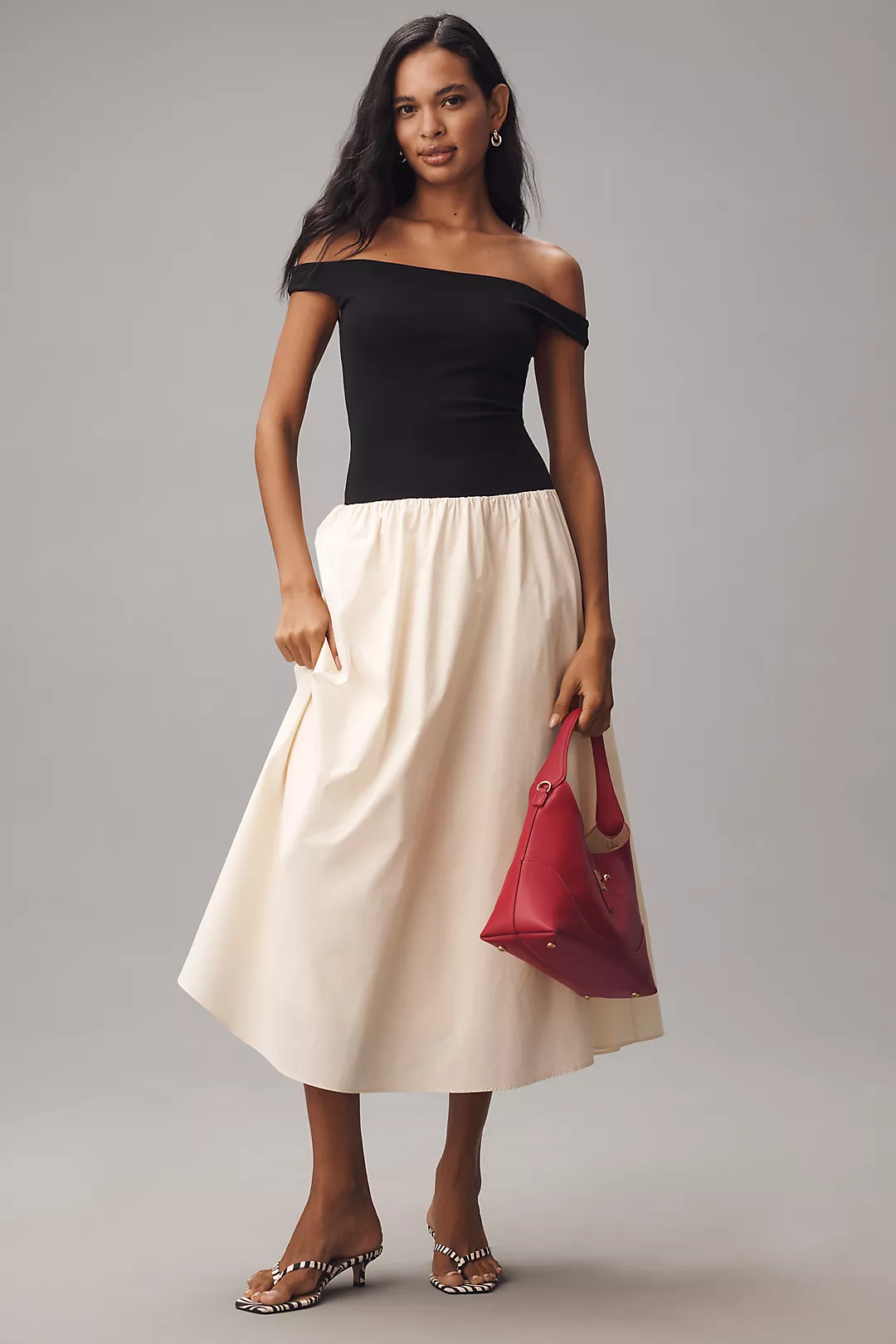 Elodie Petite Off-Shoulder Twofer Midi Dress