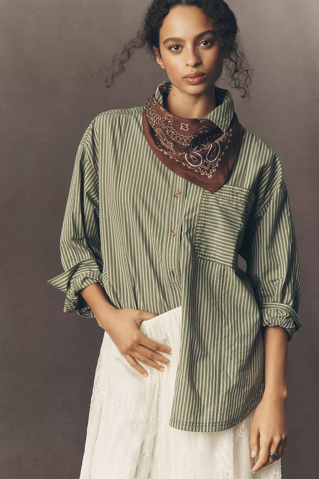 Pilcro Long-Sleeve Reworked Buttondown Top